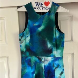 Blue and Green Sleeveless Dress